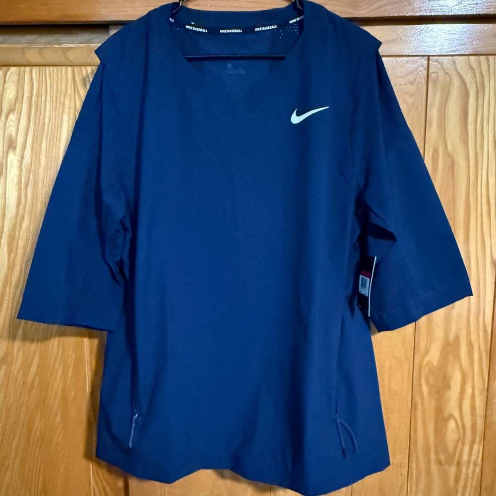 NWT Men's Nike Baseball 3/4 Sleeve Pullover - Navy Blue L